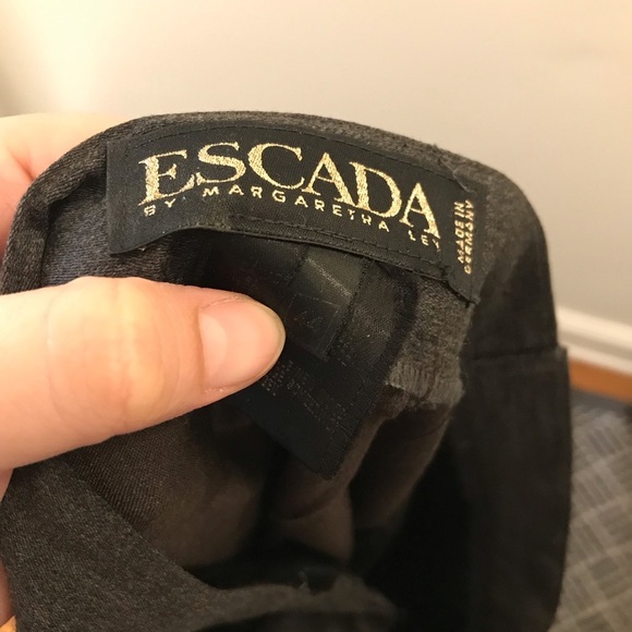 Vintage Escada Trouser Pants 44 large wide leg gray charcoal - Picture 9 of 10